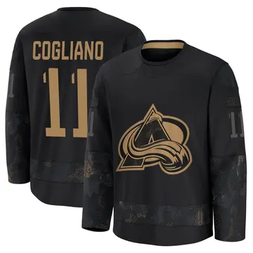 Men's Andrew Cogliano Colorado Avalanche ＃11 Premium Black 2024 Military Appreciation Practice Jersey