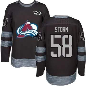 Men's Ben Storm Colorado Avalanche ＃58 Authentic Black 1917-2017 100th Anniversary Jersey