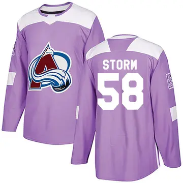 Men's Ben Storm Colorado Avalanche ＃58 Authentic Purple Fights Cancer Practice Jersey