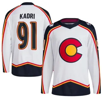 Men's Nazem Kadri Colorado Avalanche ＃91 Authentic White Reverse Retro 2.0 Jersey
