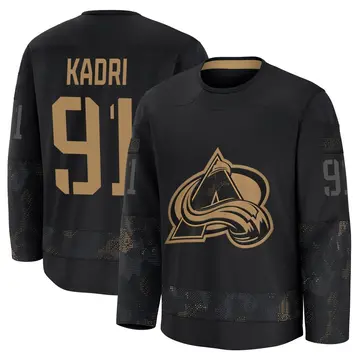 Men's Nazem Kadri Colorado Avalanche ＃91 Premium Black 2024 Military Appreciation Practice Jersey