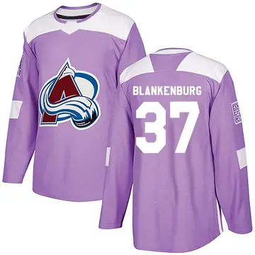 Men's Nick Blankenburg Colorado Avalanche ＃37 Authentic Purple Fights Cancer Practice Jersey