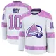 Men's Nicolas Roy Colorado Avalanche ＃10 Premium White 2024 Hockey Fights Cancer Practice Jersey