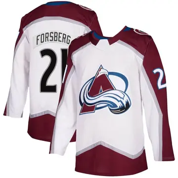 Men's Peter Forsberg Colorado Avalanche ＃21 Authentic White 2020/21 Away Jersey
