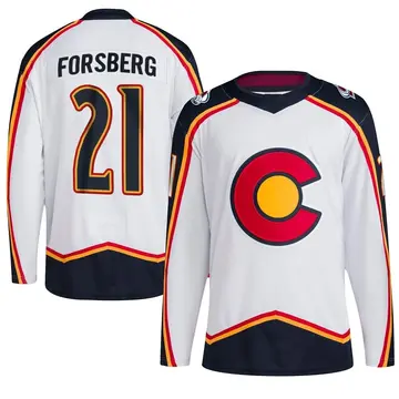 Men's Peter Forsberg Colorado Avalanche ＃21 Authentic White Reverse Retro 2.0 Jersey
