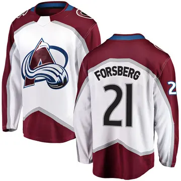 Men's Peter Forsberg Colorado Avalanche ＃21 Breakaway White Away Jersey