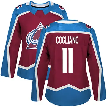 Women's Andrew Cogliano Colorado Avalanche ＃11 Authentic Burgundy Home Jersey