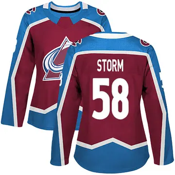Women's Ben Storm Colorado Avalanche ＃58 Authentic Burgundy Home Jersey