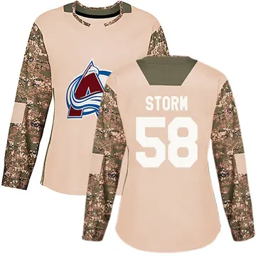 Women's Ben Storm Colorado Avalanche ＃58 Authentic Camo Veterans Day Practice Jersey