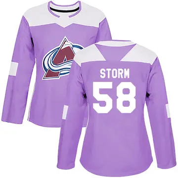 Women's Ben Storm Colorado Avalanche ＃58 Authentic Purple Fights Cancer Practice Jersey