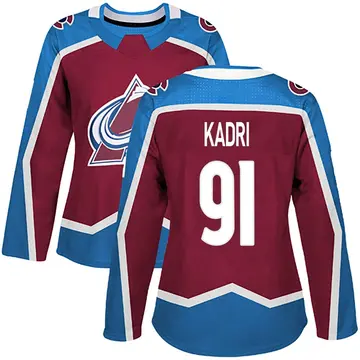 Women's Nazem Kadri Colorado Avalanche ＃91 Authentic Burgundy Home Jersey