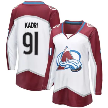 Women's Nazem Kadri Colorado Avalanche ＃91 Breakaway White Away Jersey