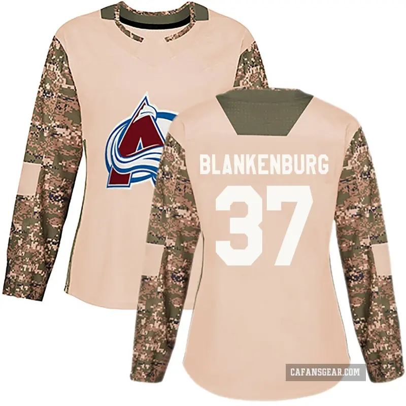 Women's Nick Blankenburg Colorado Avalanche ＃37 Authentic Camo Veterans Day Practice Jersey
