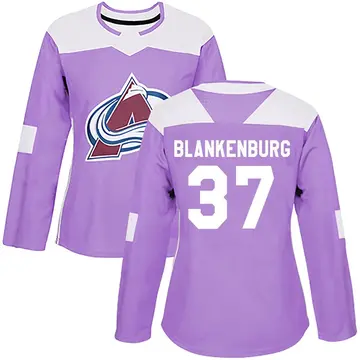Women's Nick Blankenburg Colorado Avalanche ＃37 Authentic Purple Fights Cancer Practice Jersey