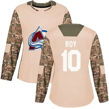 Women's Nicolas Roy Colorado Avalanche ＃10 Authentic Camo Veterans Day Practice Jersey