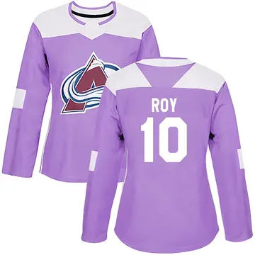 Women's Nicolas Roy Colorado Avalanche ＃10 Authentic Purple Fights Cancer Practice Jersey