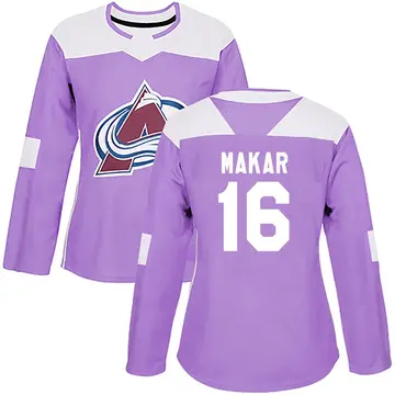 Women's Taylor Makar Colorado Avalanche ＃16 Authentic Purple Fights Cancer Practice Jersey