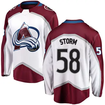 Youth Ben Storm Colorado Avalanche ＃58 Breakaway White Away Jersey