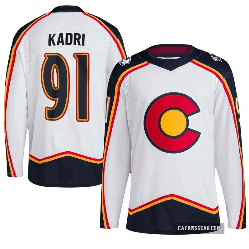 Youth Nazem Kadri Colorado Avalanche ＃91 Authentic White Reverse Retro 2.0 Jersey
