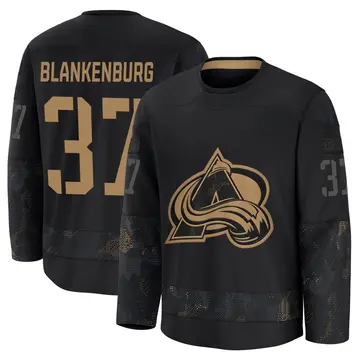 Youth Nick Blankenburg Colorado Avalanche ＃37 Premium Black 2024 Military Appreciation Practice Jersey