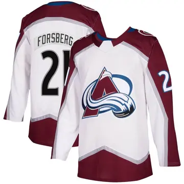 Youth Peter Forsberg Colorado Avalanche ＃21 Authentic White 2020/21 Away Jersey