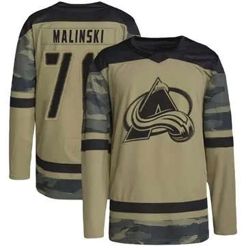 Youth Sam Malinski Colorado Avalanche ＃70 Authentic Camo Military Appreciation Practice Jersey