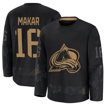 Youth Taylor Makar Colorado Avalanche ＃16 Premium Black 2024 Military Appreciation Practice Jersey